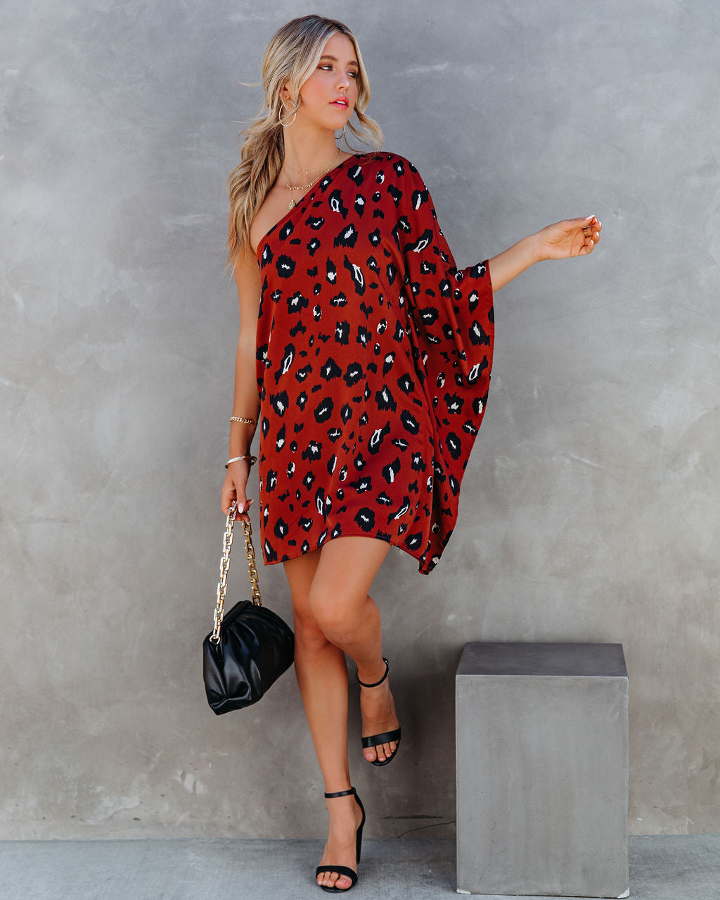Winds Trade Printed One Shoulder Statement Dress FINAL