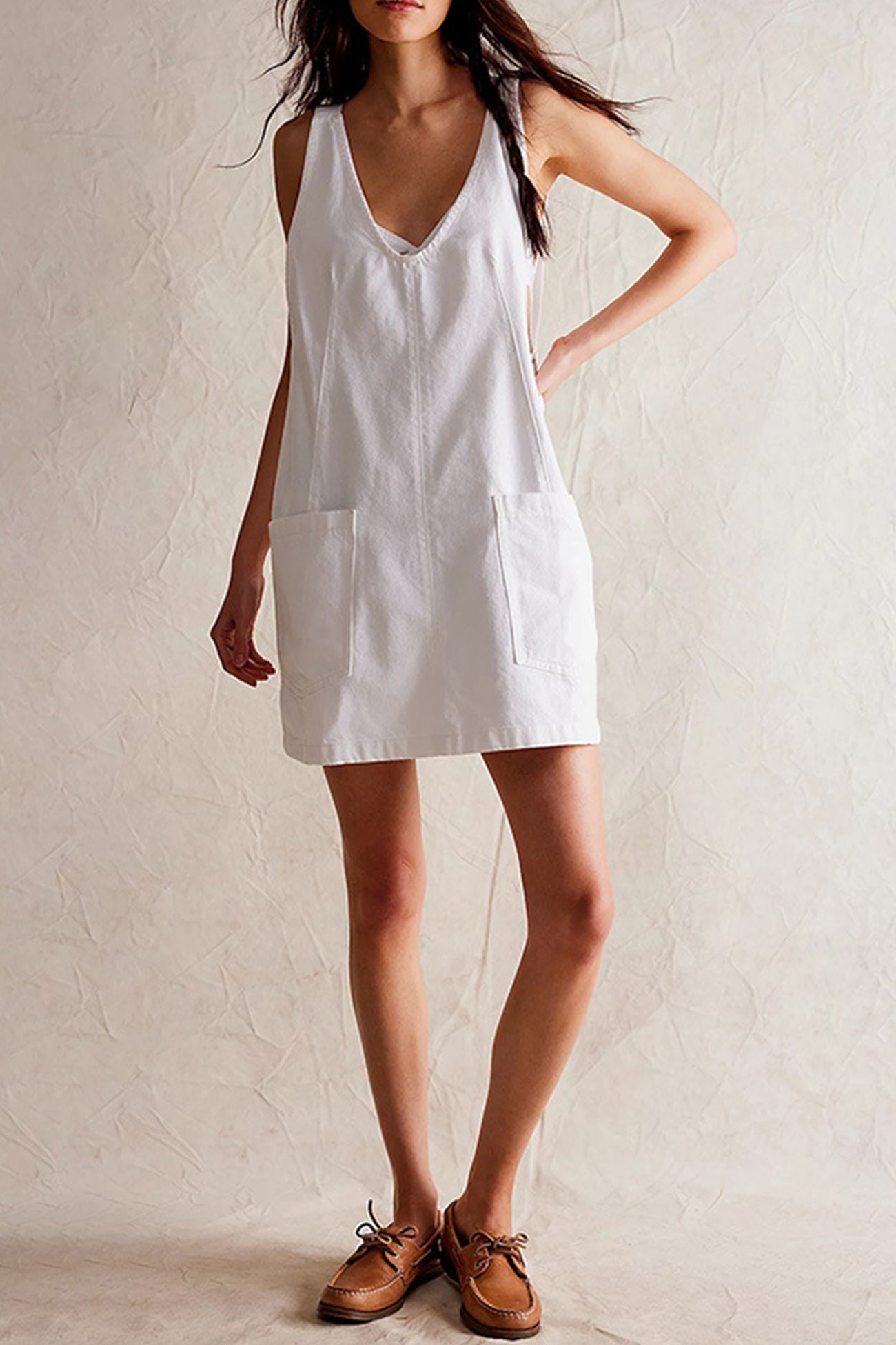 Neck V Backless Tank Denim Dress