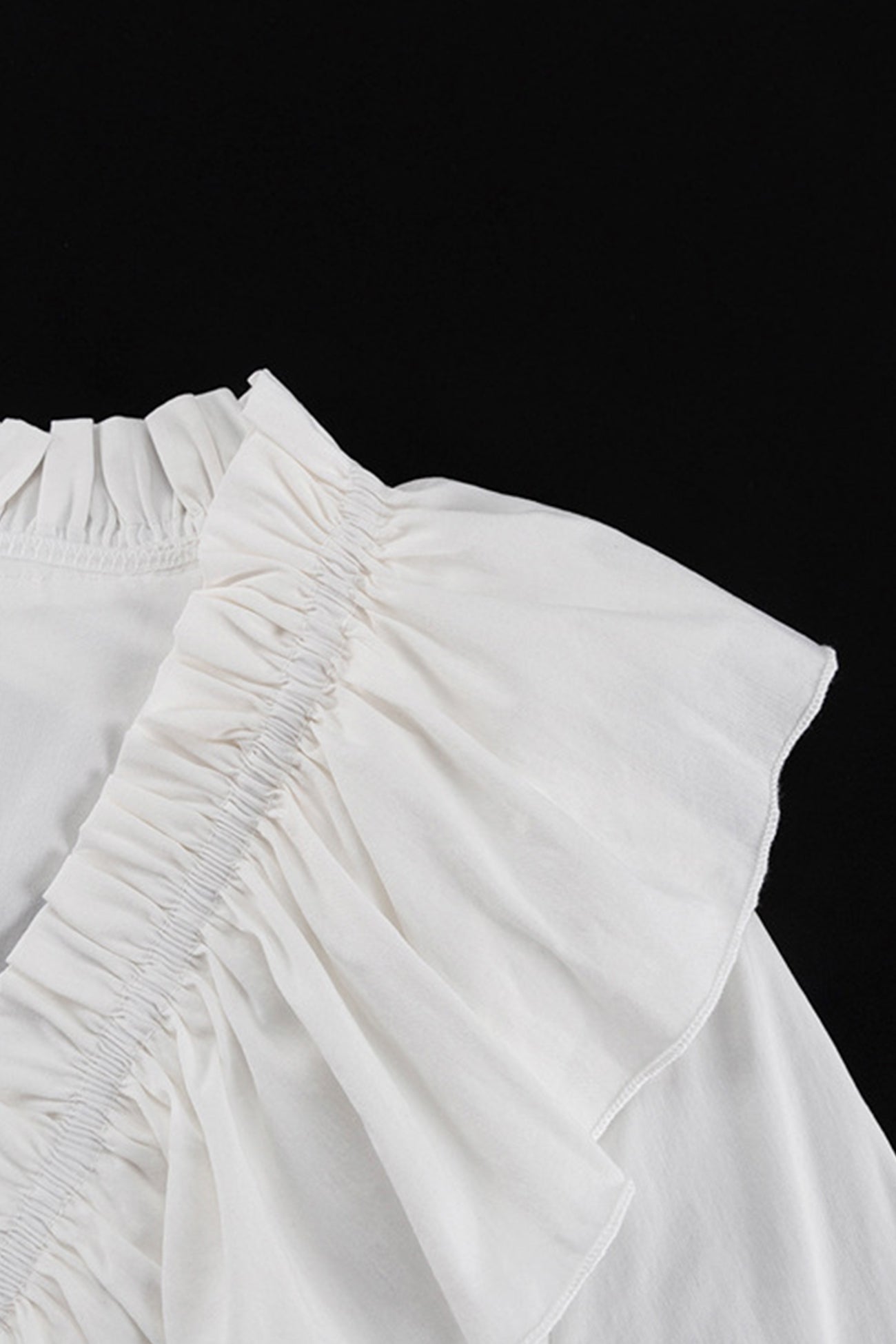Neck V Pleated Trumpet Sleeve Ruffle Dress