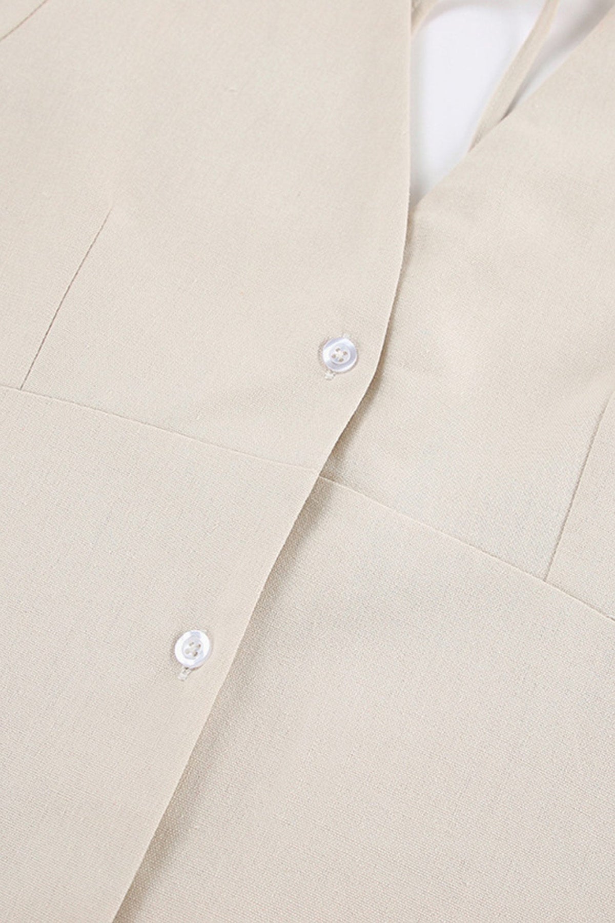 Neck V Single breasted Cotton Linen A line Dress