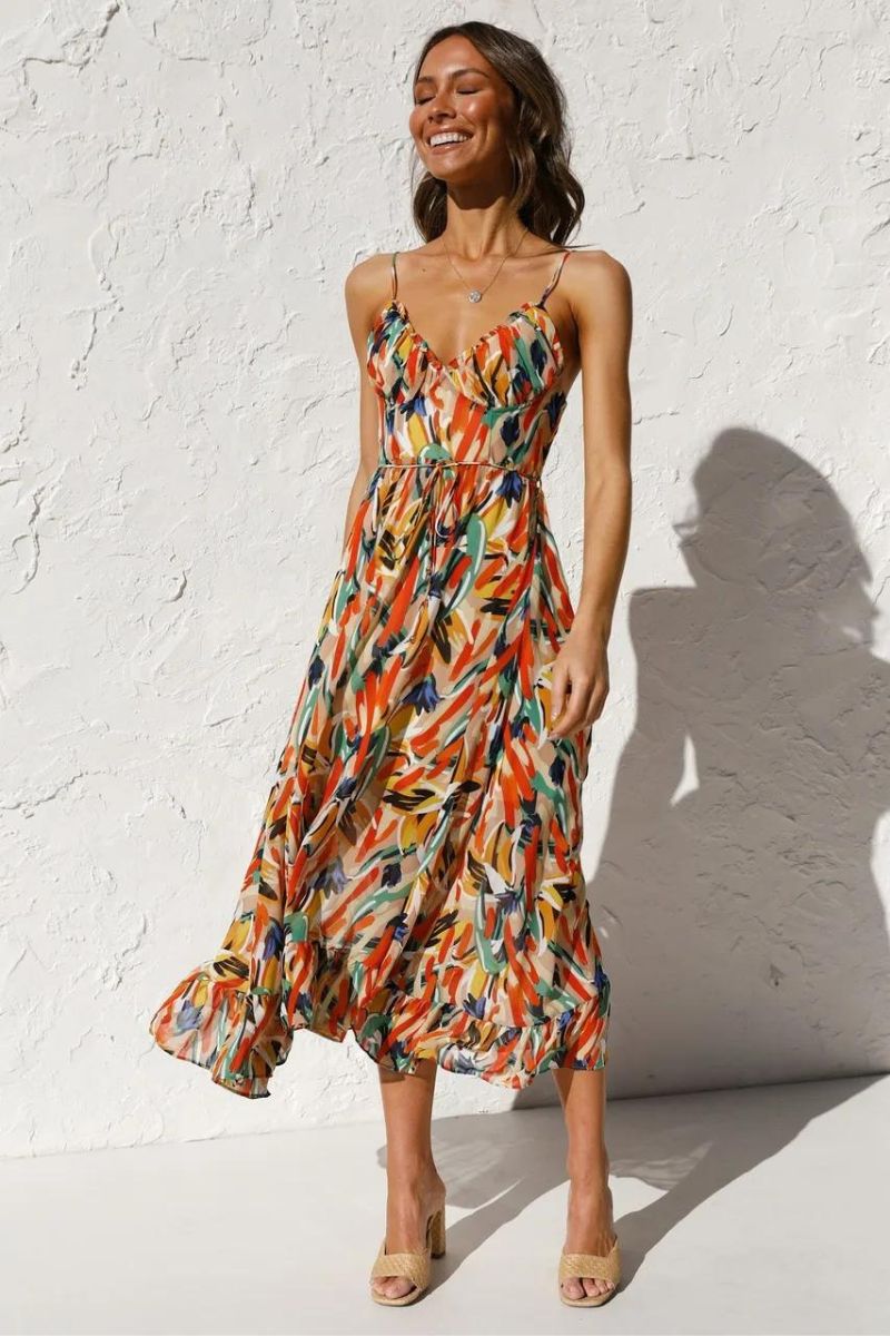Minimalist Elisa Colorful Midi Dress Designer Edit