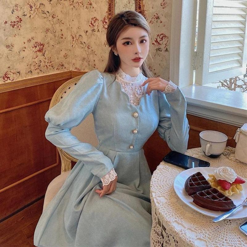 Retro Balloon Sleeve Maxi Dress
