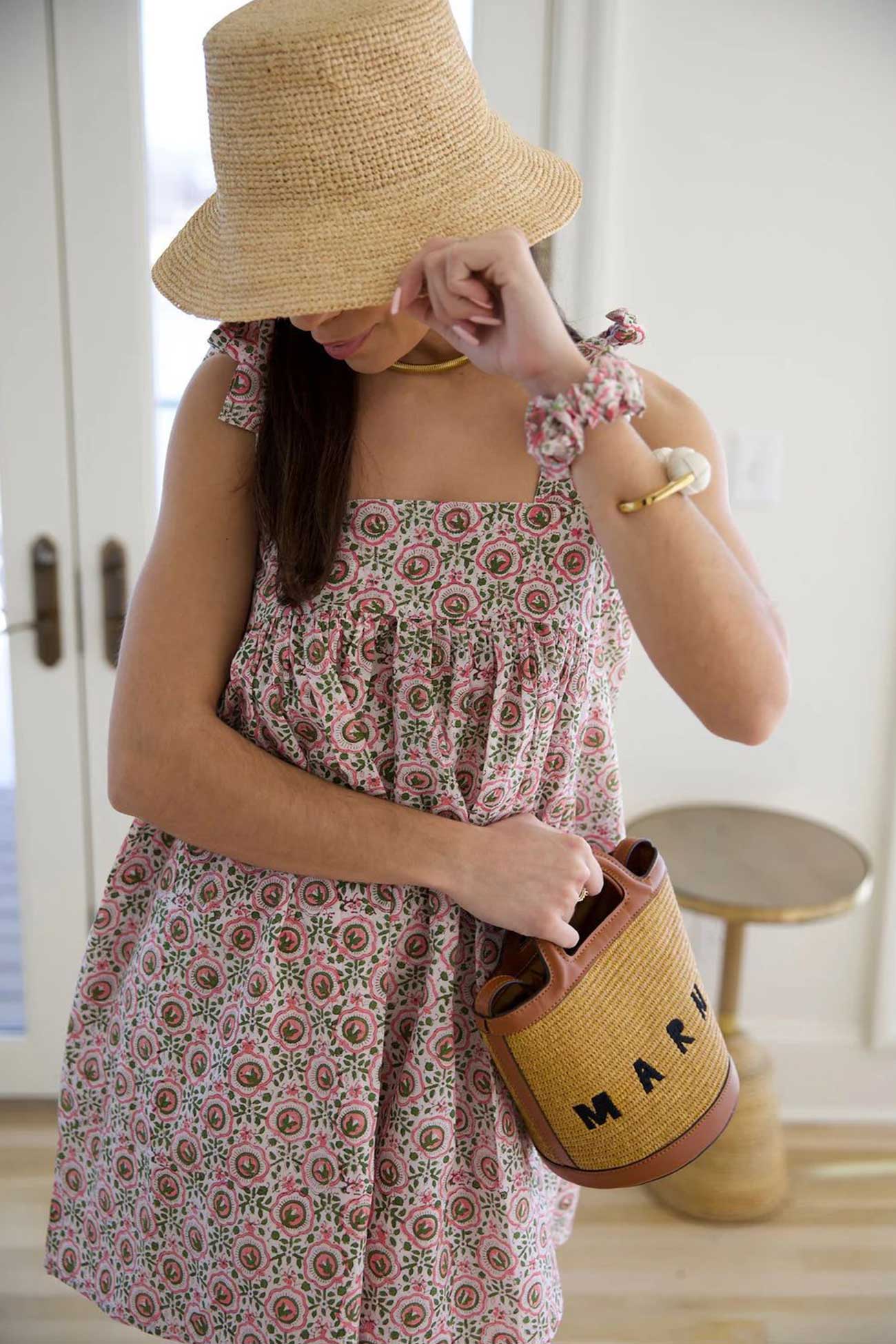 Retro Strappy Floral Print Mini Dress