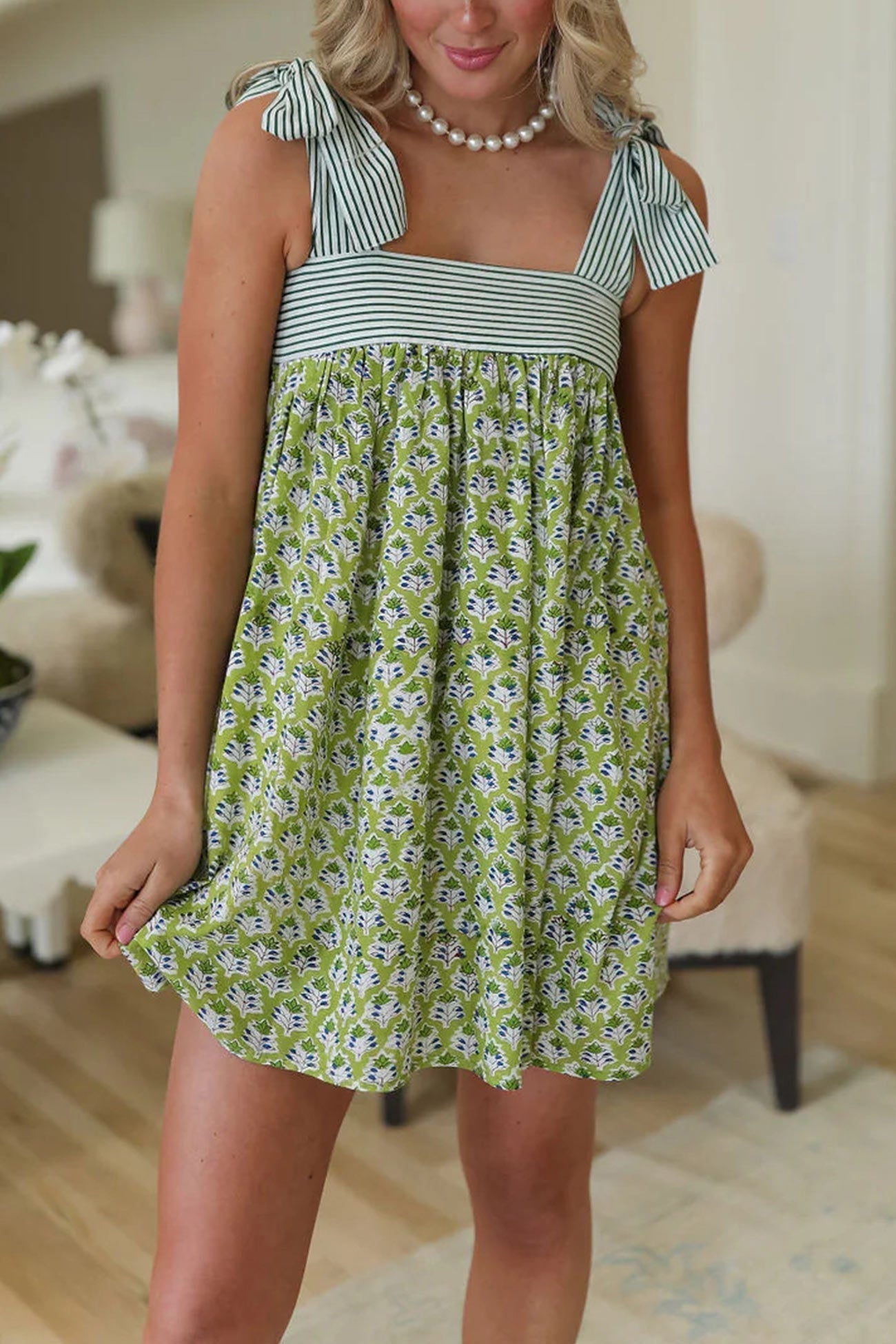 Retro Strappy Floral Print Mini Dress