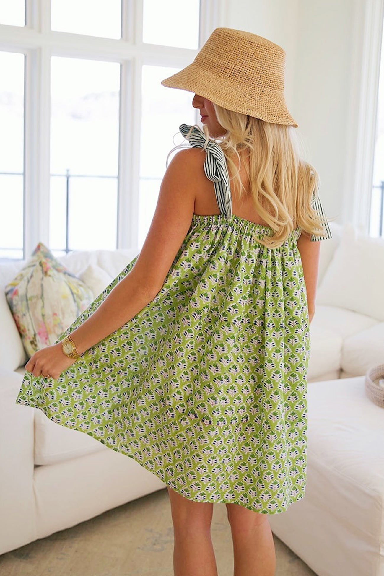 Retro Strappy Floral Print Mini Dress