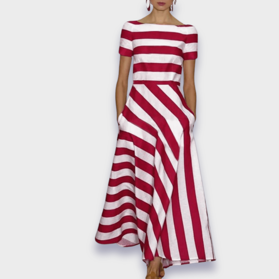 Lucia Striped Womens Maxi Dress with Relaxed Fit and Boutique Modern Look