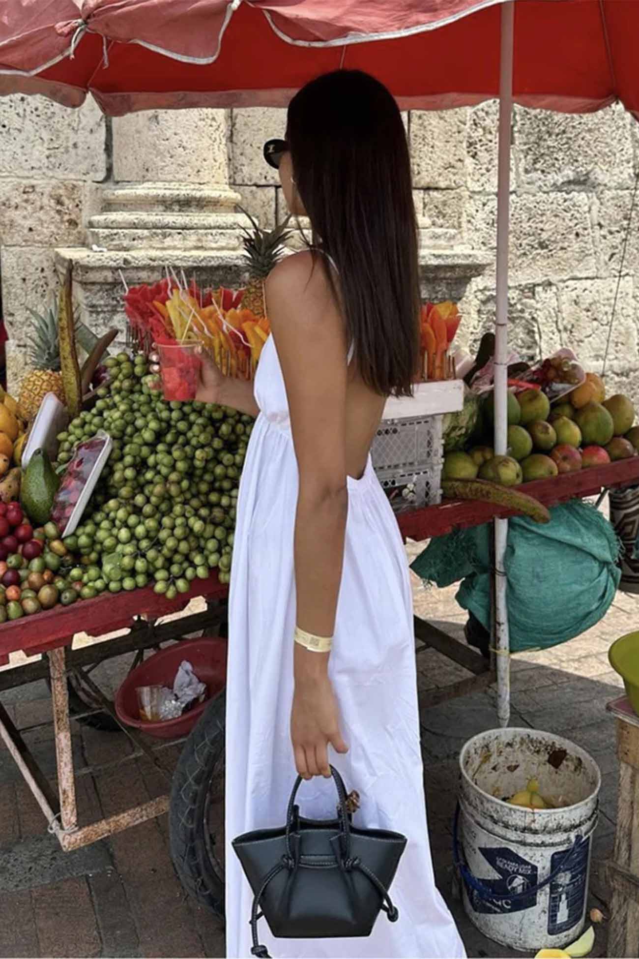 V White Neck Backless Cami Midi Dress