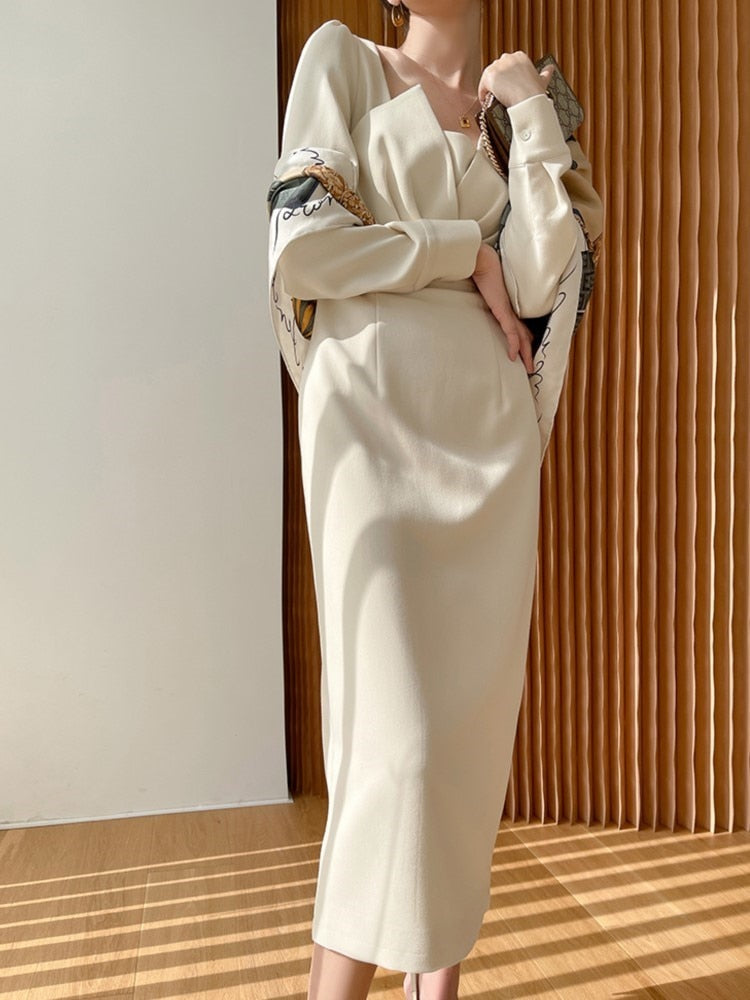 Long Sleeve Classic Fashion Chic Evening Vestido Female Birthday