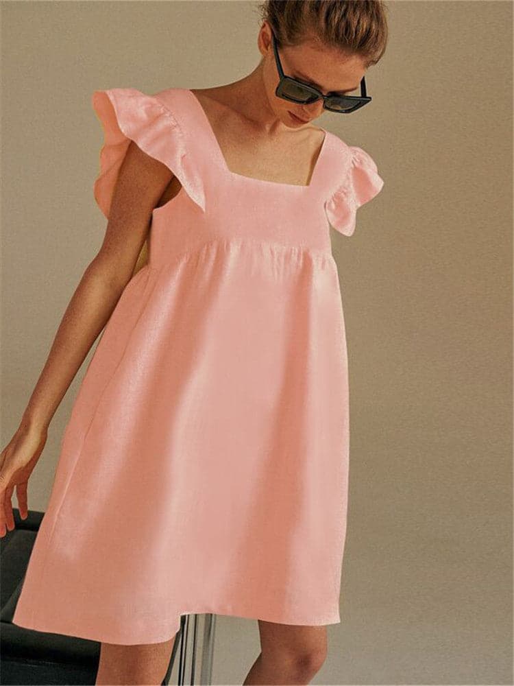 Women Backless Ruffle Lovely Mini Dress