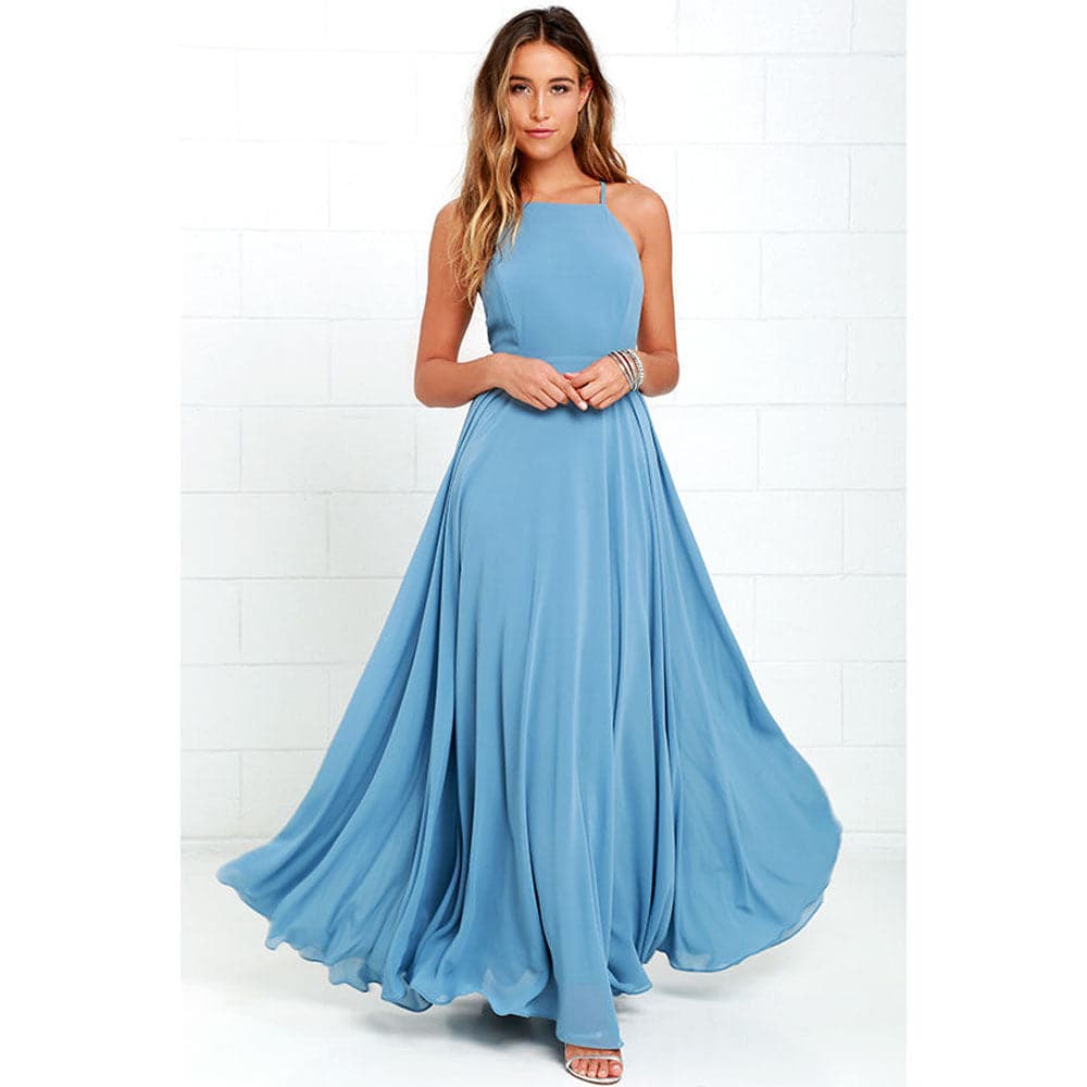 Women Plus Size Party Strap Style Bahemian Beach Chiffon Backless Dress