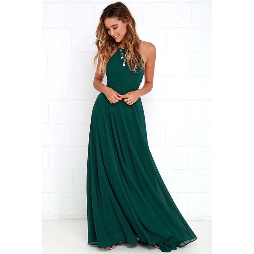 Women Plus Size Party Strap Style Bahemian Beach Chiffon Backless Dress