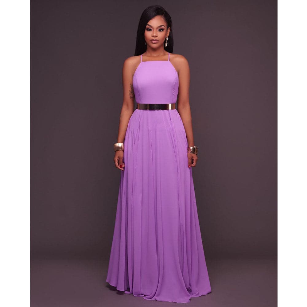 Women Plus Size Party Strap Style Bahemian Beach Chiffon Backless Dress