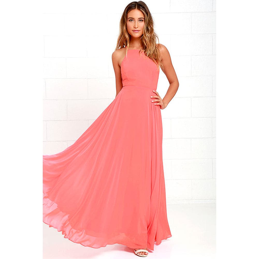 Women Plus Size Party Strap Style Bahemian Beach Chiffon Backless Dress