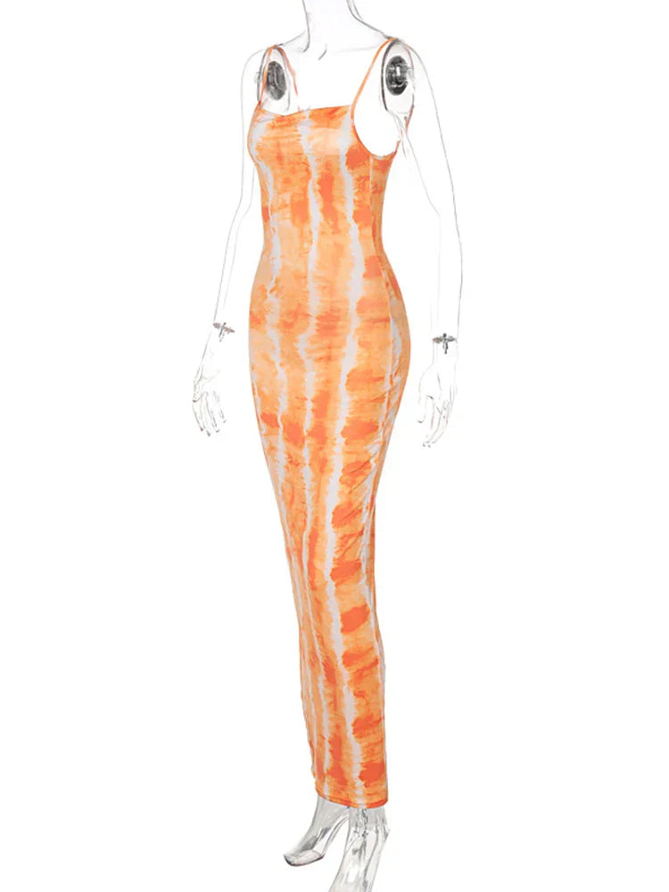Sleeveless Summer Slim Printed Bodycon Long Female Streetwear Wholesale Midi Dresses