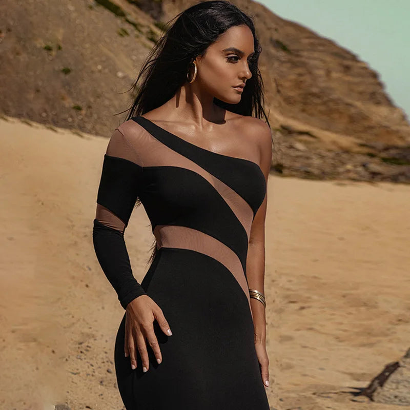 Summer Patchwork Perspective Slimming Puss Sophisticated Streetwear Midi Dresses