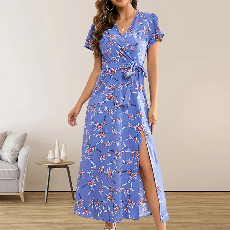 Summer Puss Bohemian Floral Bodycon Graceful Streetwear Midi Dresses