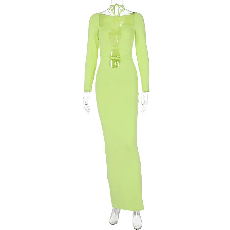 Bodycon Autumn/Winter New Fashion Laceup Slim Refined Midi Dresses