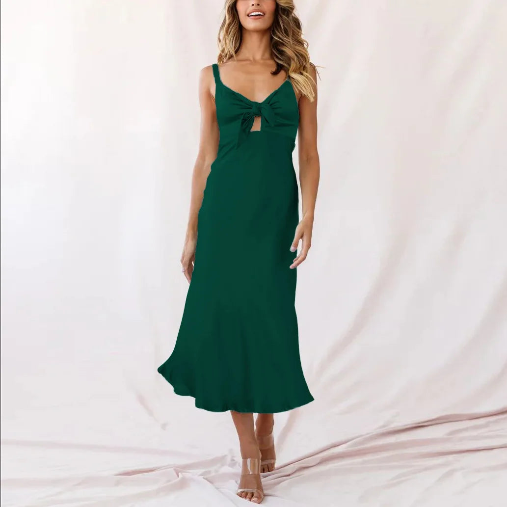 Lace Pink Satin Slim Midi Dress