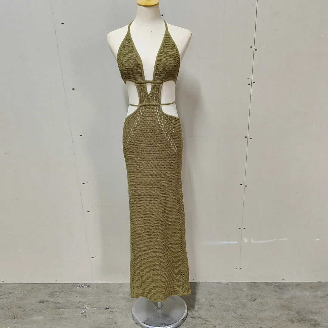 Wrap Hip Pure Hollow Slim Streetwear Midi Dresses