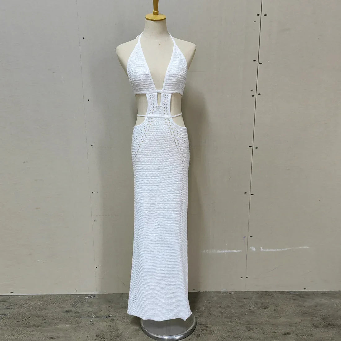 Wrap Hip Pure Hollow Slim Streetwear Midi Dresses