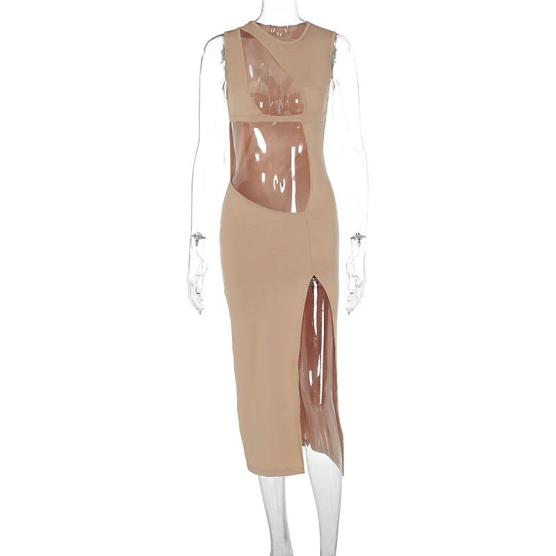 Autumn Fashion Puss Hollow Sophisticated Evening Midi Dresses