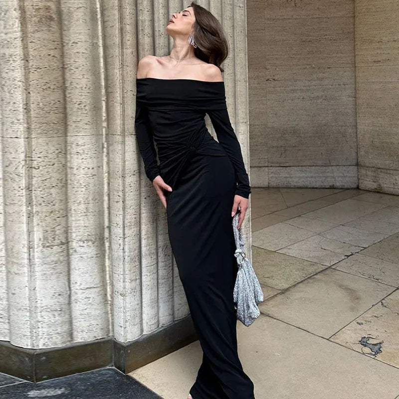 Autumn Winter New Sophisticated Slim Casual Vestido Y2K Midi Dresses