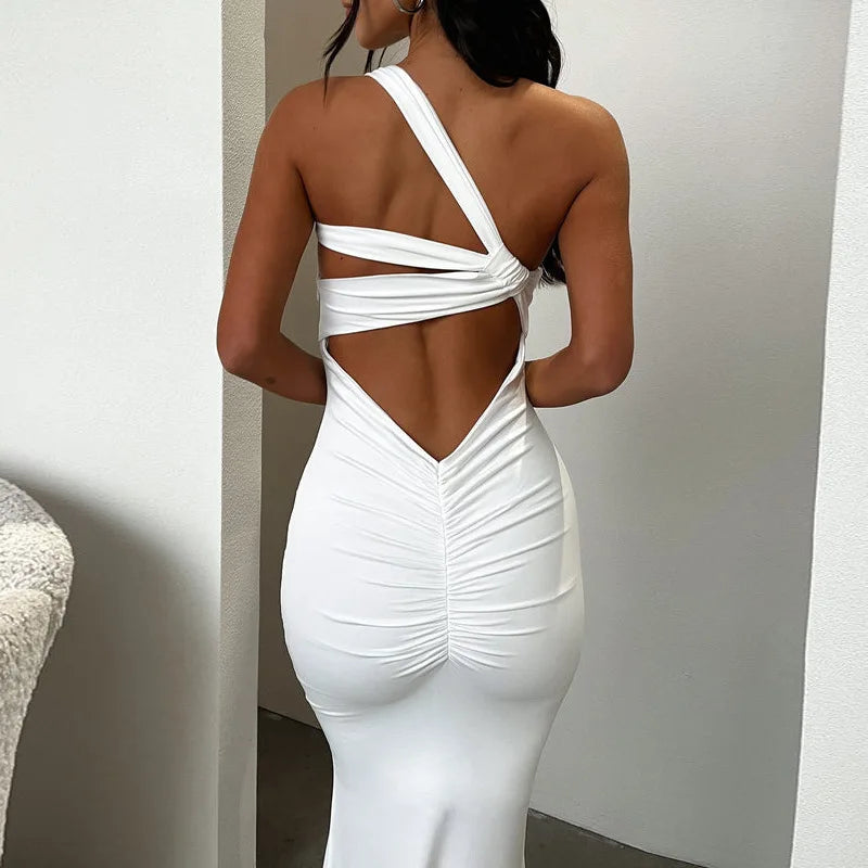 Women's Maxi Summer Autumn New Sleeveless Neckline Temperament Graceful Y2k Midi Dresses