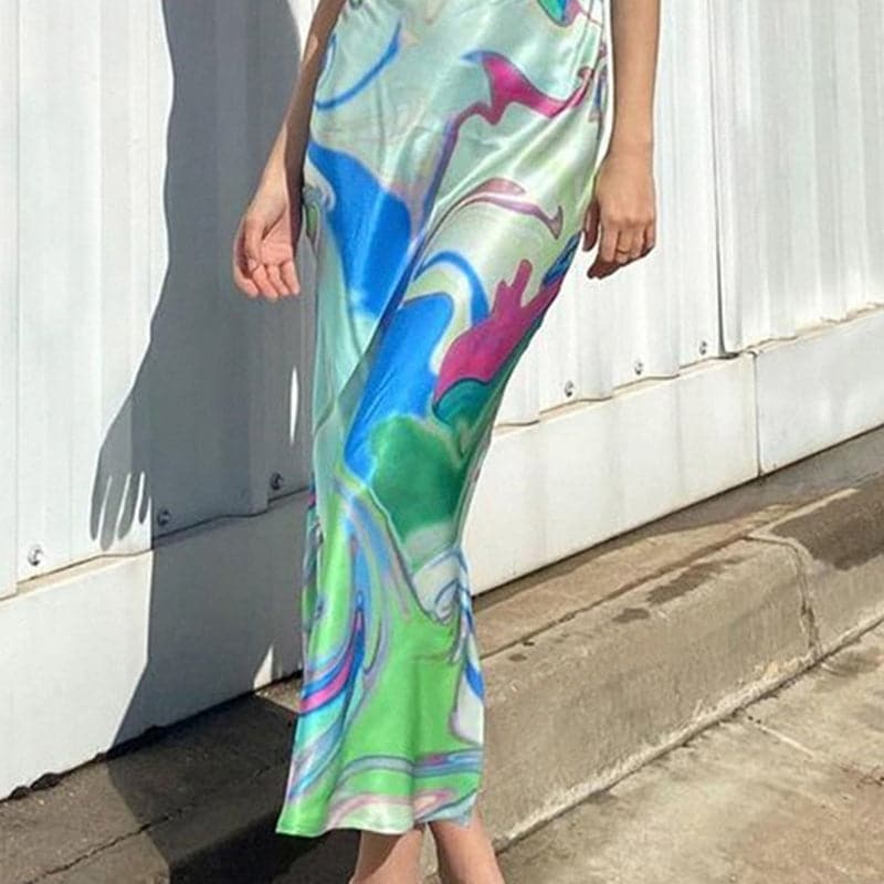 Women's Skirt Style Abstract Printed Sling Dress