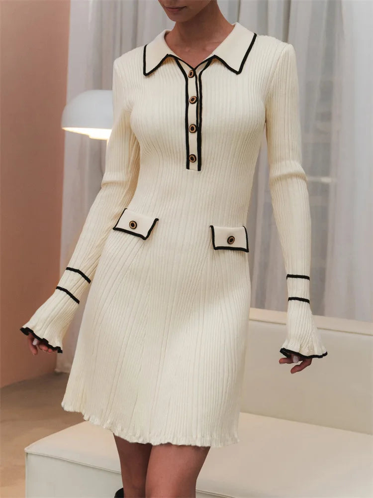 Short Slim French Strip Skinny Long Korean Midi Dresses