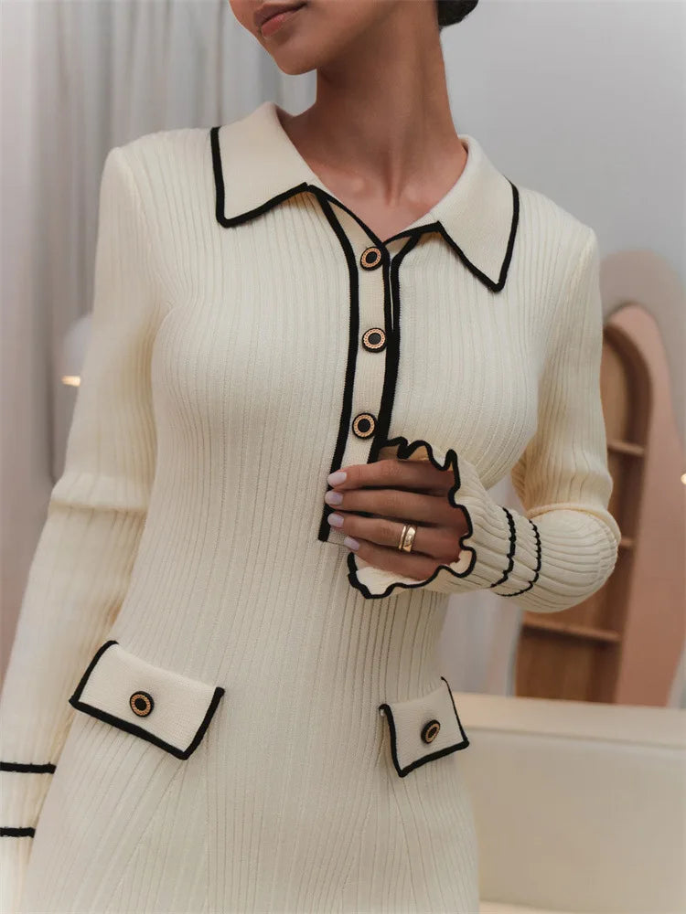 Short Slim French Strip Skinny Long Korean Midi Dresses