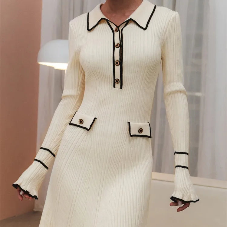 Short Slim French Strip Skinny Long Korean Midi Dresses