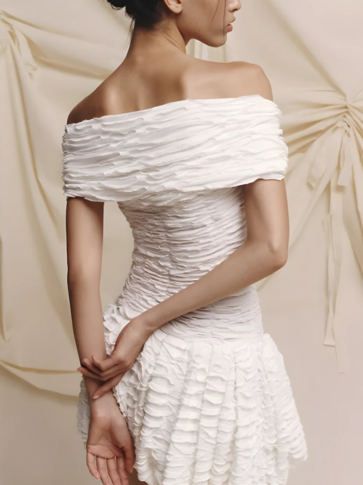 Off Wrinkled Shoulder Mini Dress