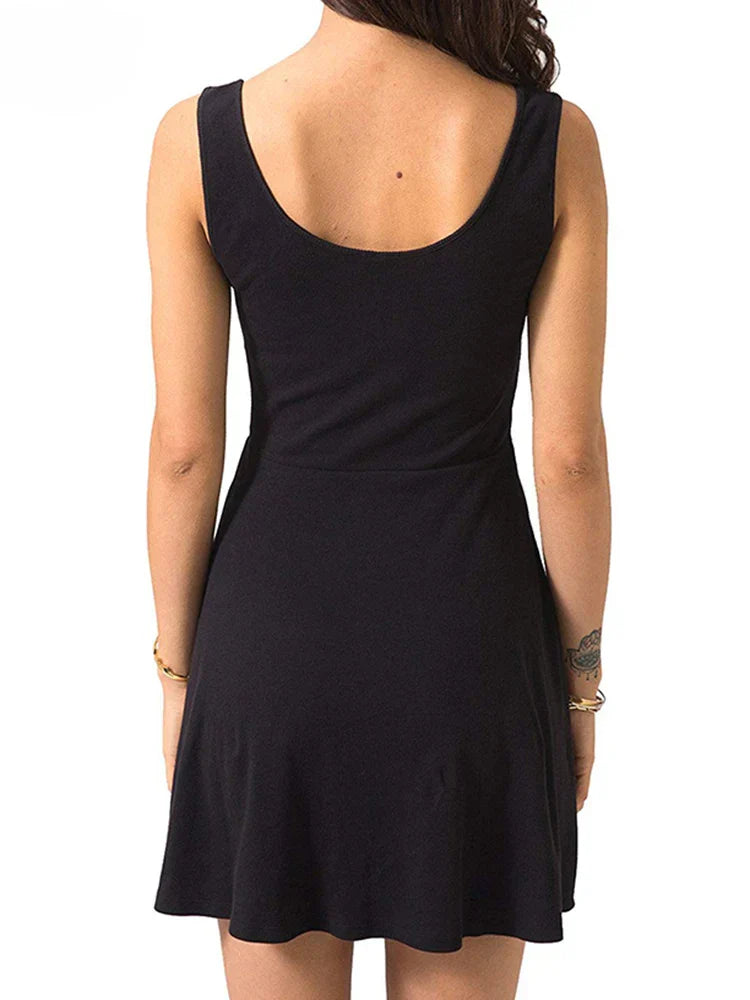 Women's Relaxed Sleeveless High Slim Flare Midi Dresses