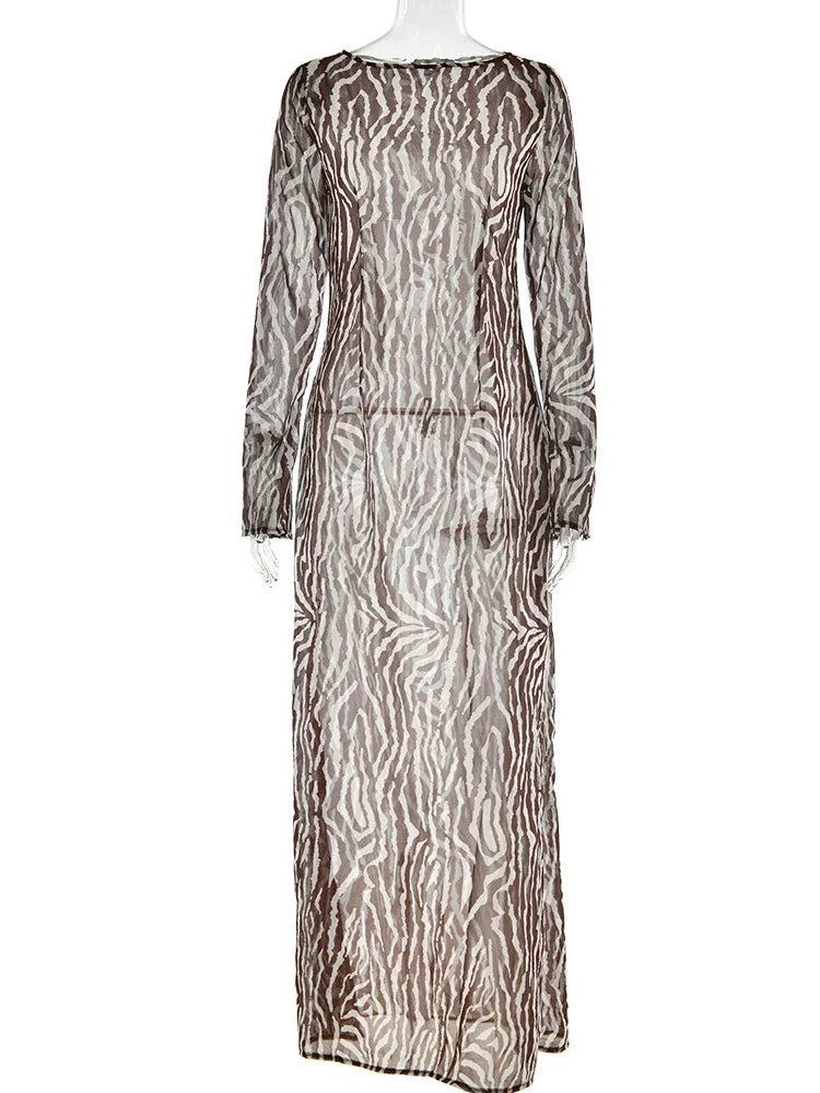 2024 Bohemian Vacation Party Zebra Printed Maxi Dress