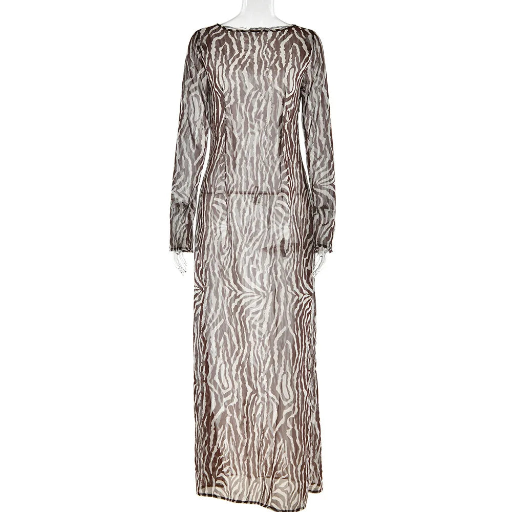 2024 Bohemian Vacation Party Zebra Printed Maxi Dress