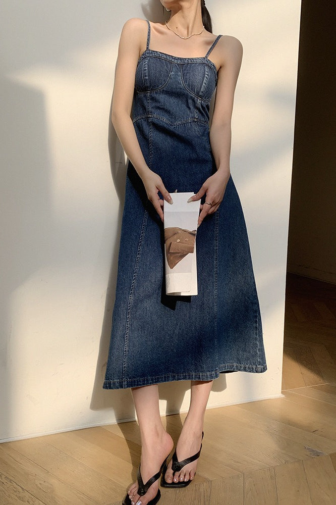 Shaped Fit Maxi Denim Dress