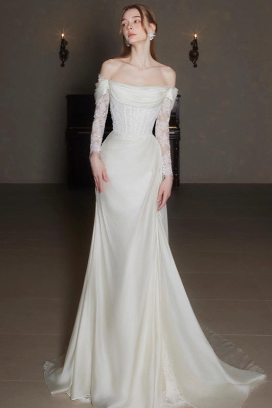 Graceful Off Shoulder Lace Wedding Dress