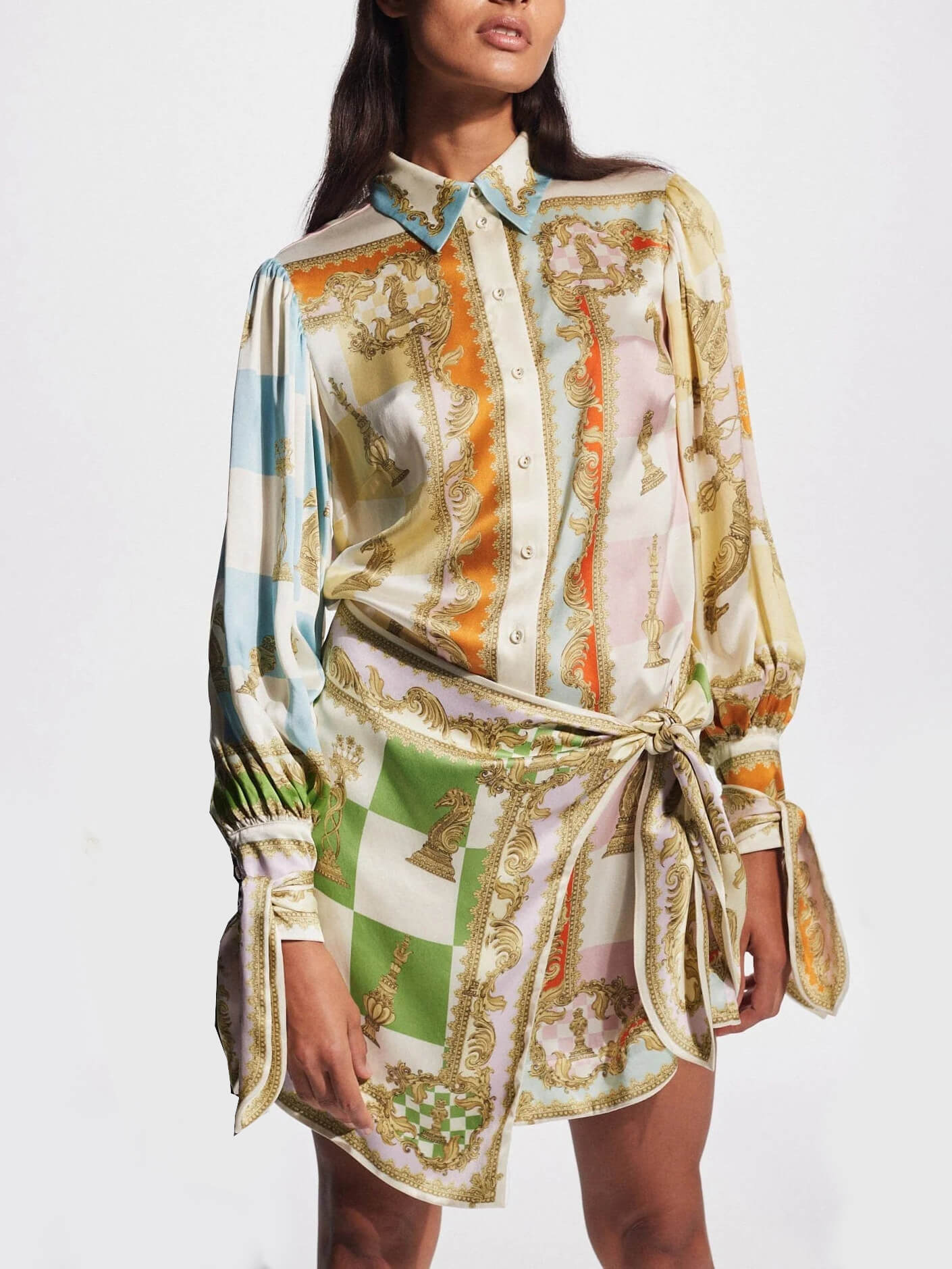 Printed Unique Irregular Knotted Mini Dress