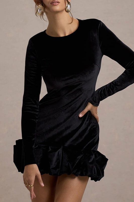 Crew Velvet Neck Ruched Midi Dress