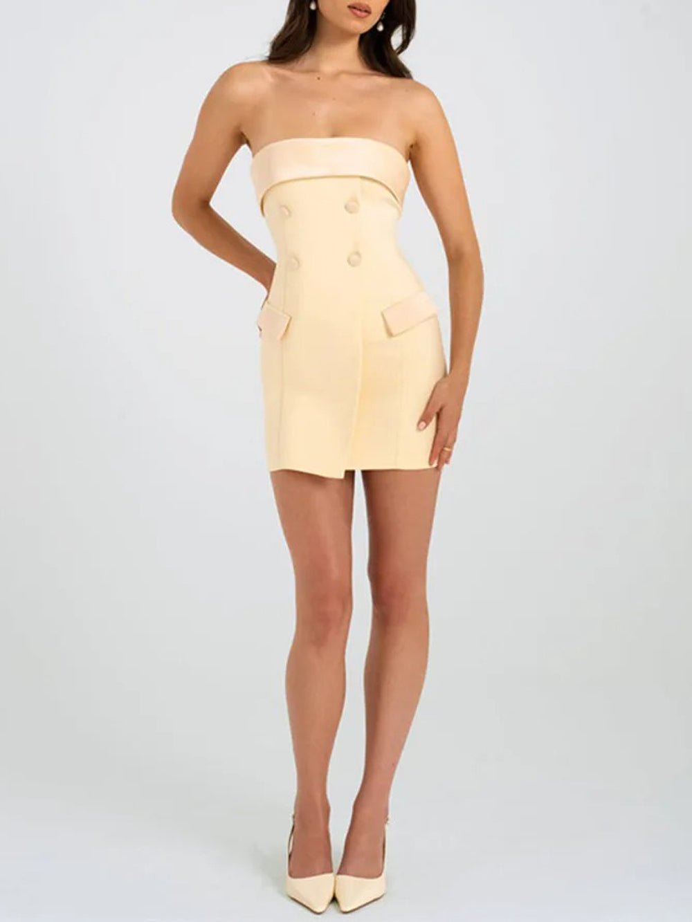 Off Avery Shoulder Backless Mini Dress