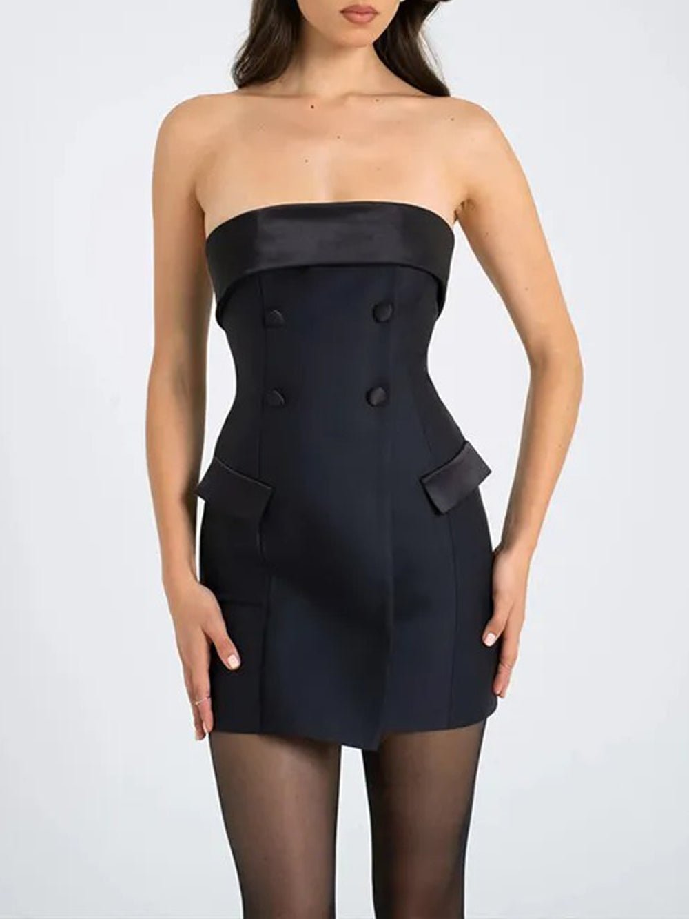 Off Avery Shoulder Backless Mini Dress