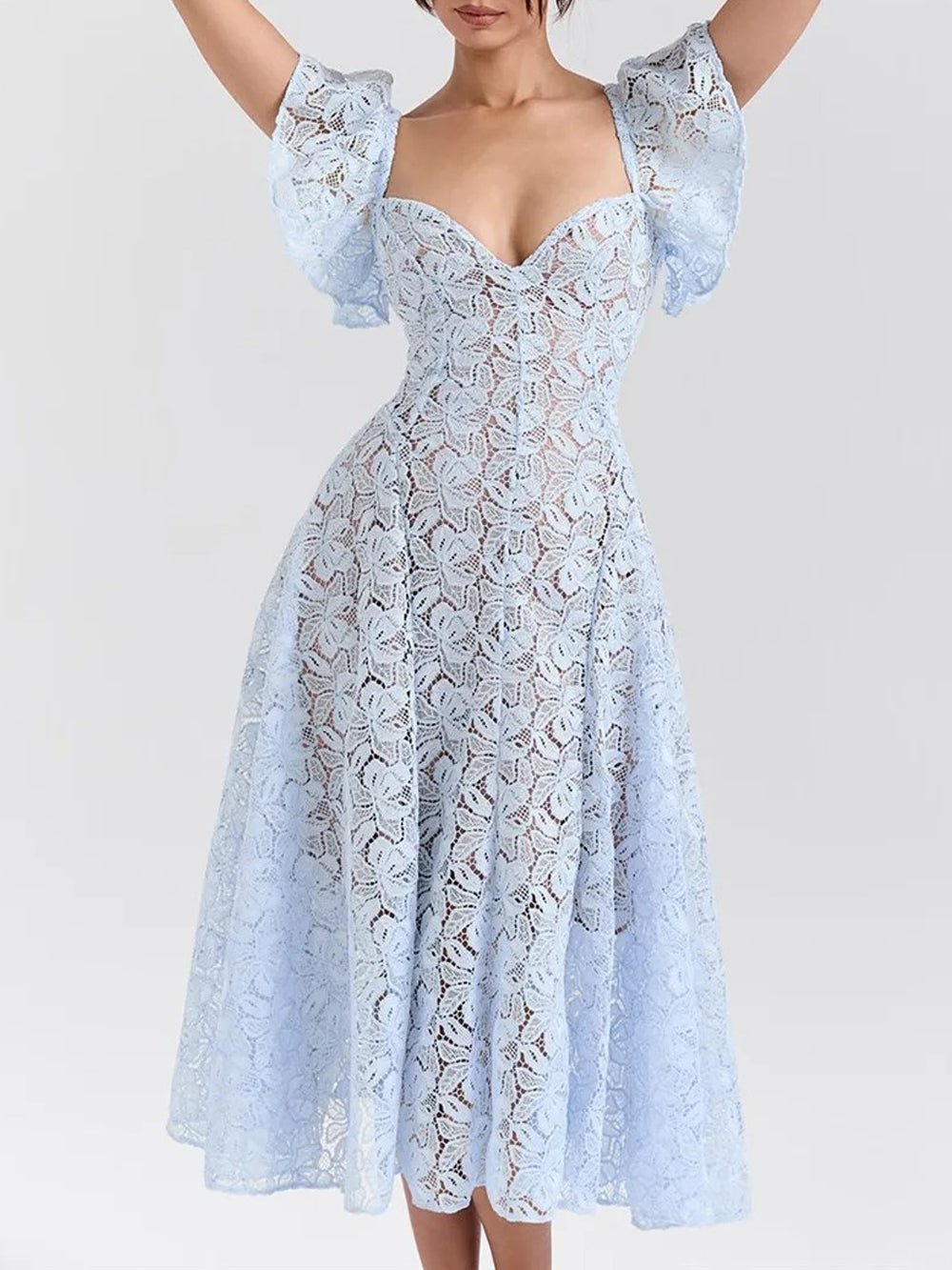 Short Ella Sleeve Backless Midi Dress