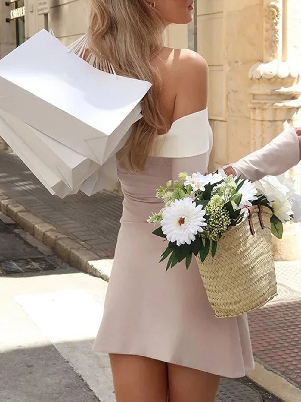 Off Camila Shoulder Backless Mini Dress