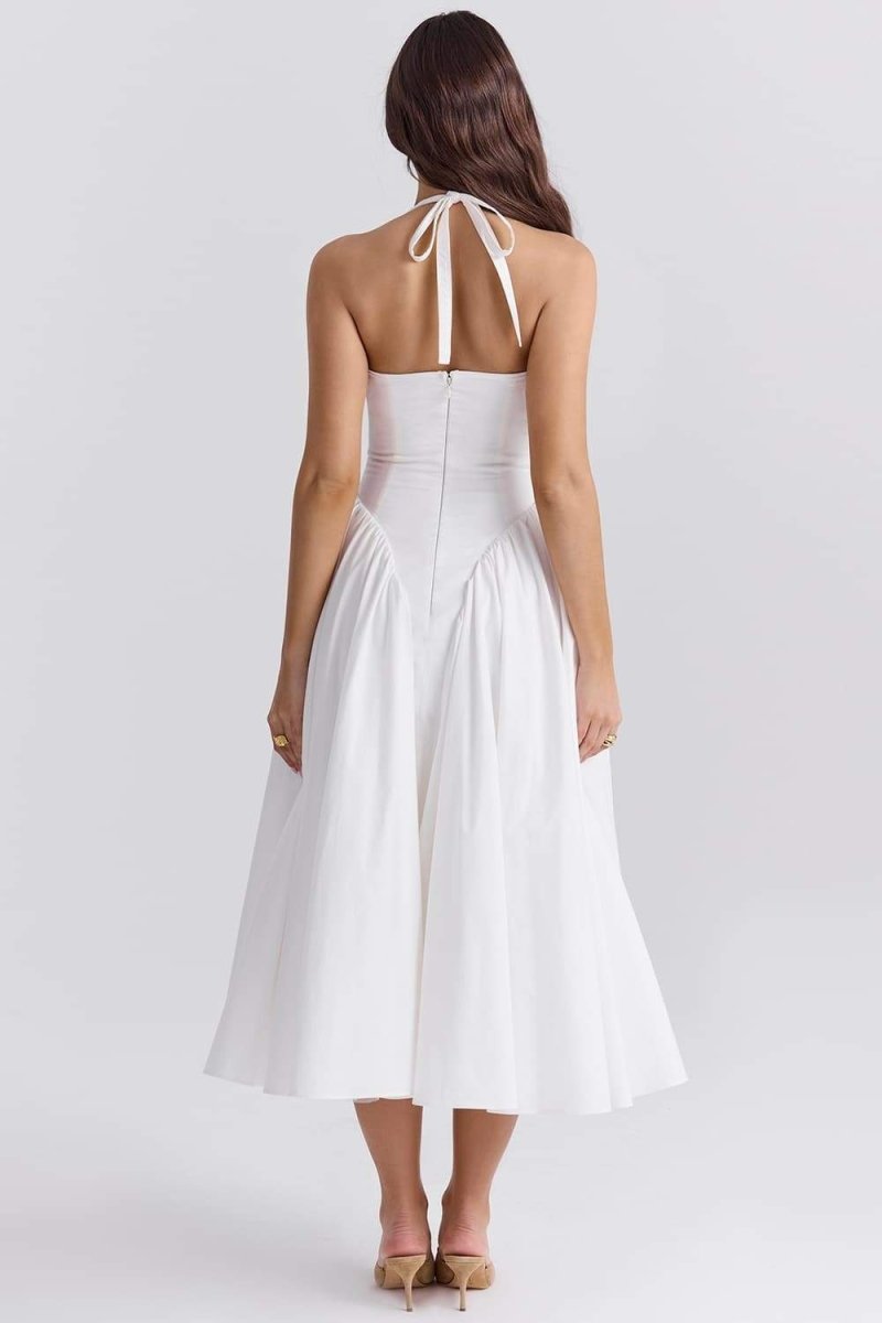Exclusive Zuleyka Halter Neck Midi Dress with Open Back Premium Wardrobe Essential