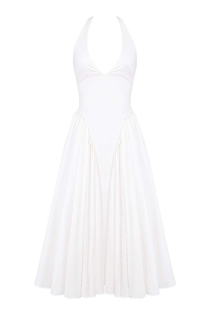 Exclusive Zuleyka Halter Neck Midi Dress with Open Back Premium Wardrobe Essential