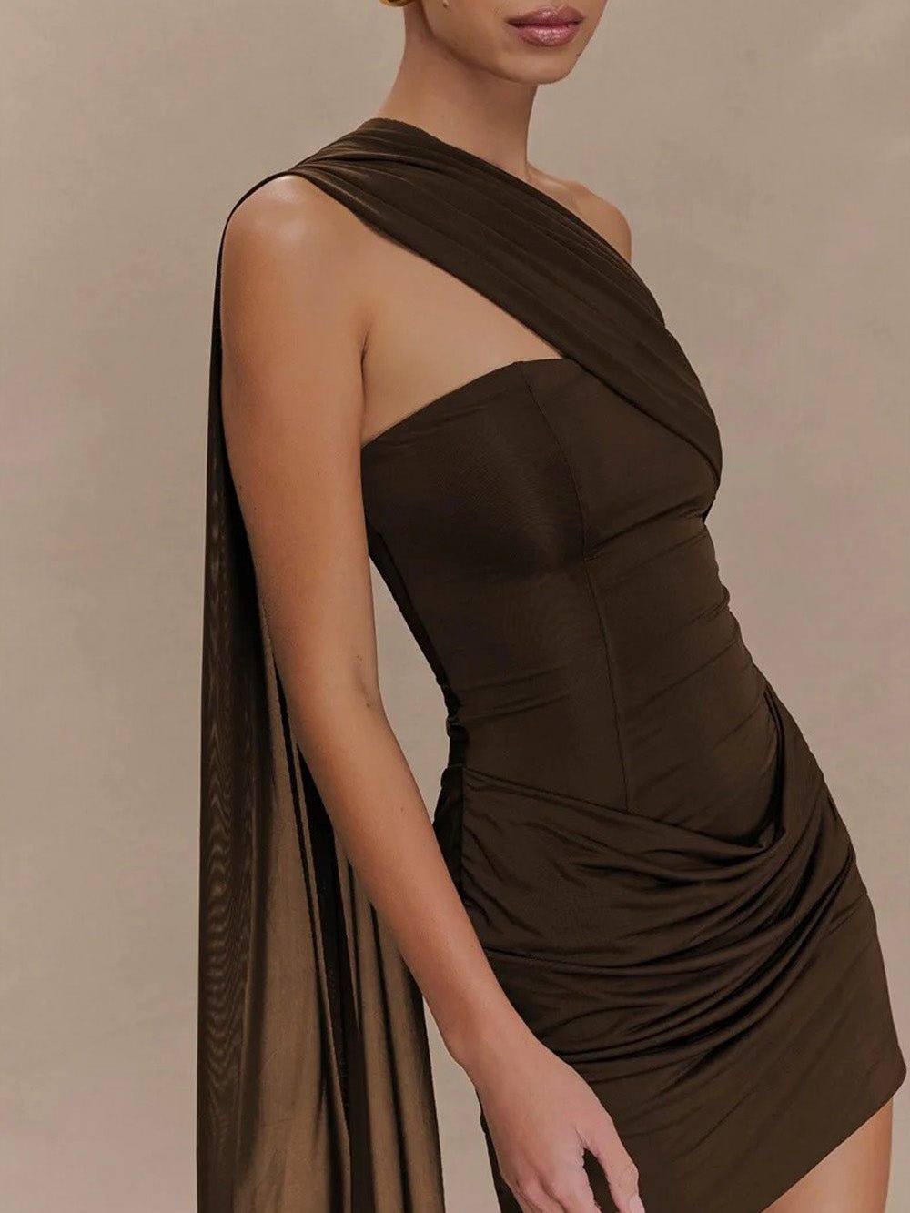 Draped Alina One-Shoulder Mini Dress