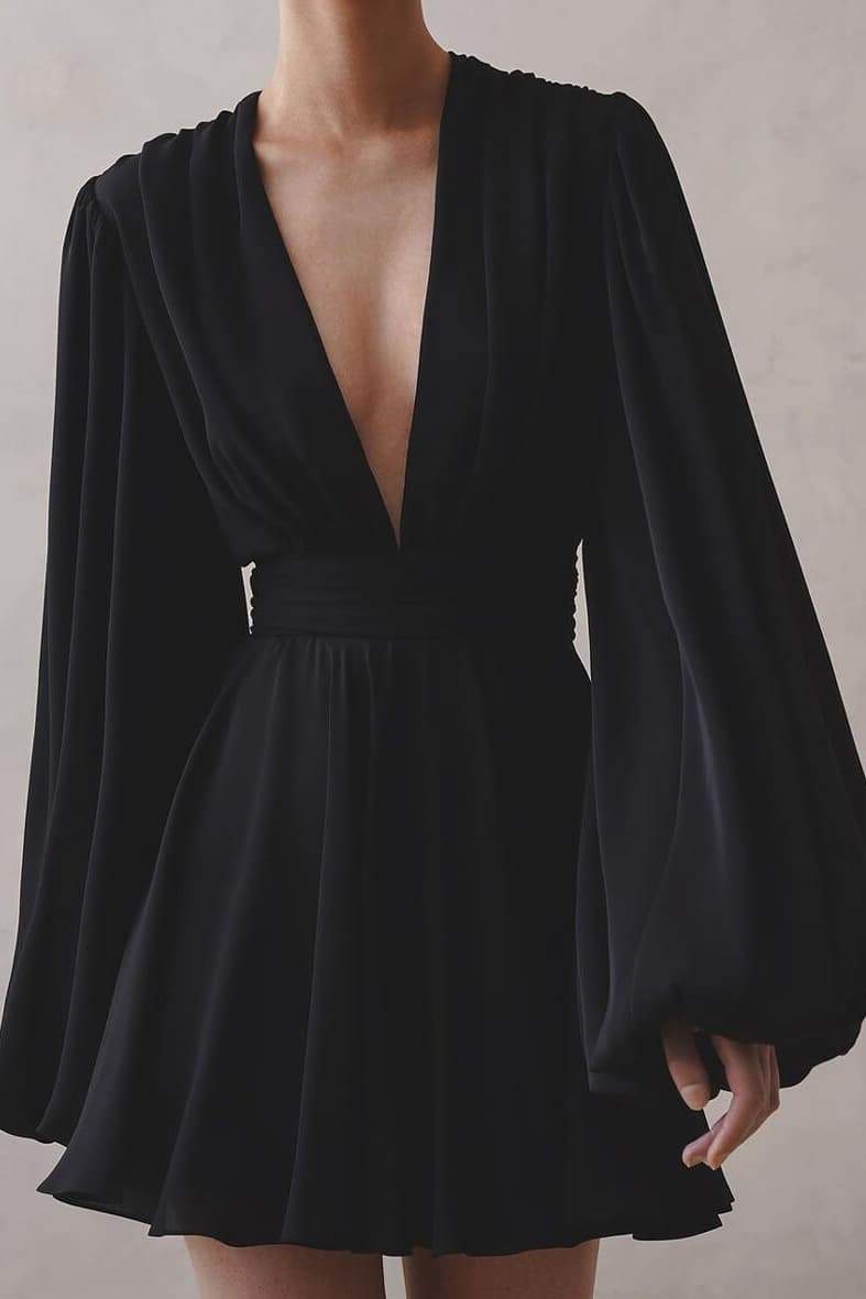 Aesthetic Maricarmen Mini Dress with Deep V Neck Chic Silhouette Collection