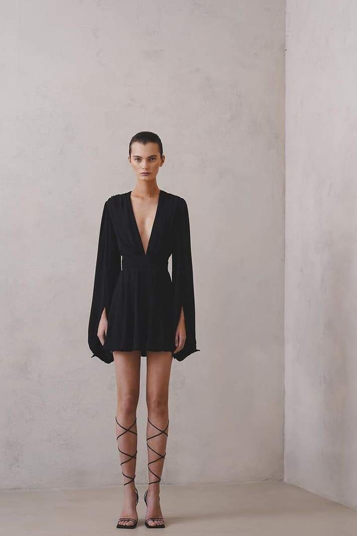 Aesthetic Maricarmen Mini Dress with Deep V Neck Chic Silhouette Collection