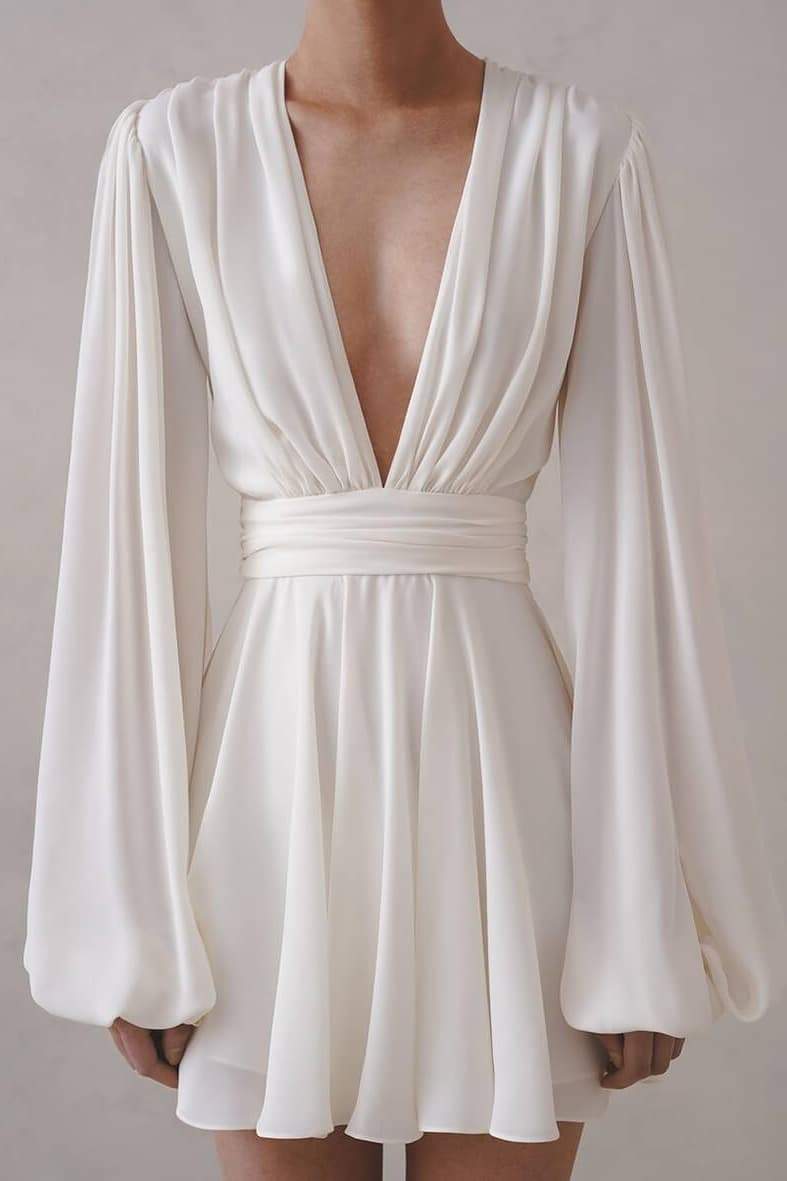 Aesthetic Maricarmen Mini Dress with Deep V Neck Chic Silhouette Collection
