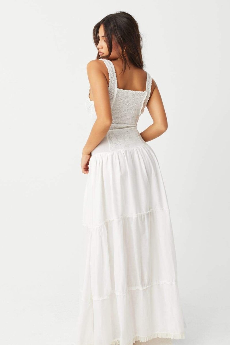 Luisa Minimalist Semi Sheer Maxi Dress with Ruffles Boutique Edit